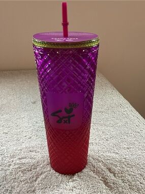 Starbucks Pink Purple Ombre Textured Tumbler with Straw